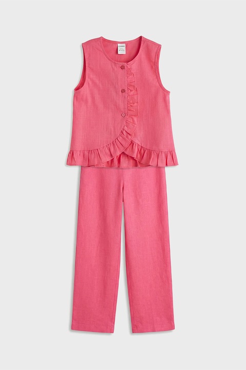 LC WAIKIKI, Set de bluza fara maneci si pantaloni - 2 piese, Roz aprins