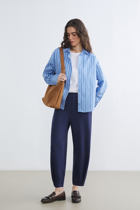 LC WAIKIKI, Pantaloni crop cu croiala ballon, Albastru indigo, XL