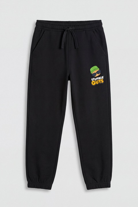 LC WAIKIKI, Pantaloni de trening din amestec de bumbac cu model grafic, Negru