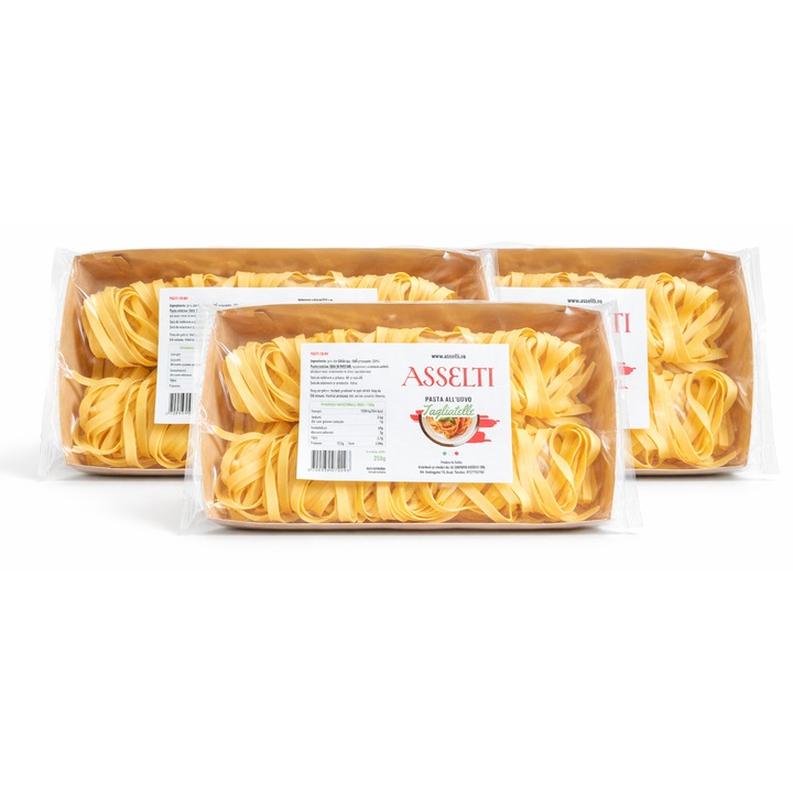 Set Tagliatelle all'uovo ASSELTI, paste cu ou, italiene, 3 x 500g