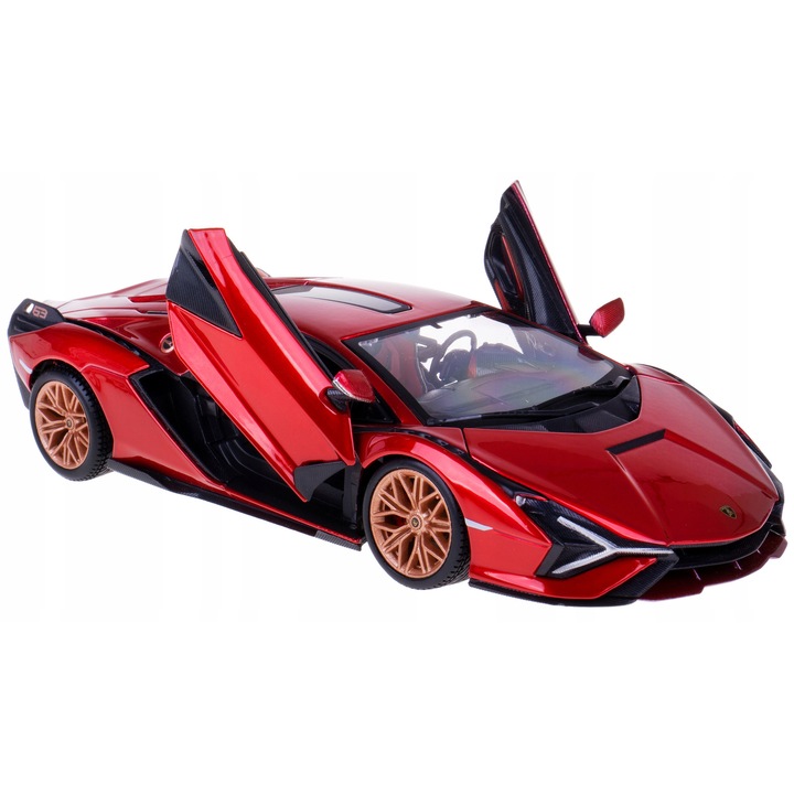 Gyűjtői autó, Lamborghini Sian FKP 37, BBurago, fém/műanyag, piros, 1:24