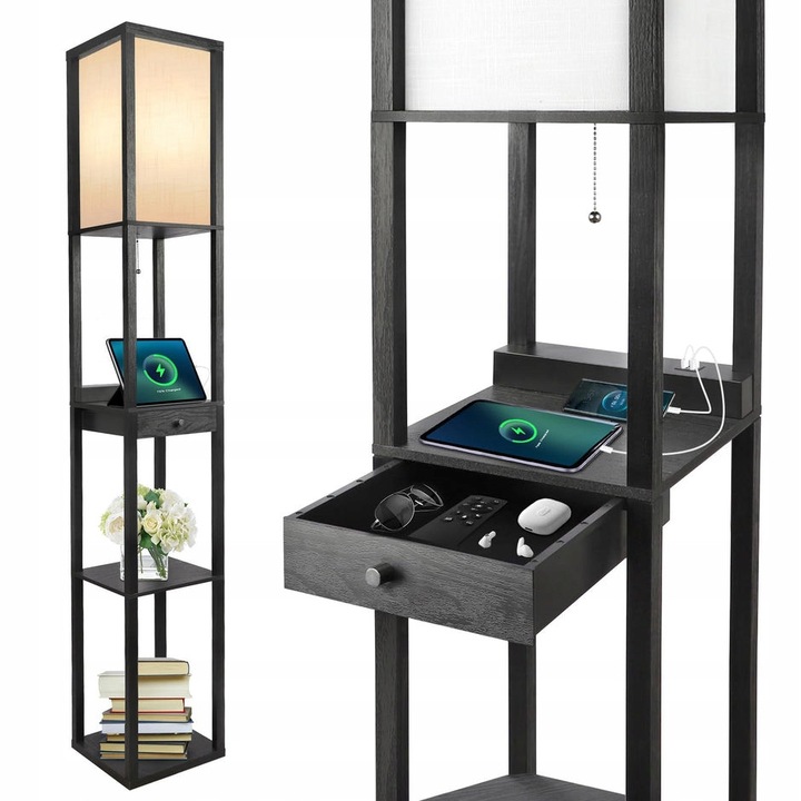 Lampadar elegant modern cu sertar si prize de incarcare