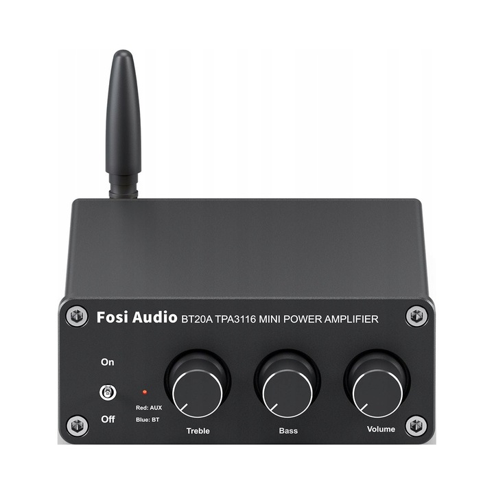 Fosi Audio BT20A erősítő, 2 x 100 W, Bluetooth 5.0, fekete, teljes készlet