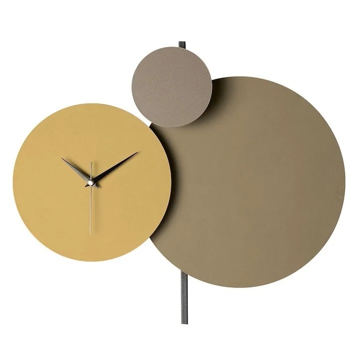 Re-Bloom fali dekor óra, fém, bézs/sárga, 48 x 44 cm