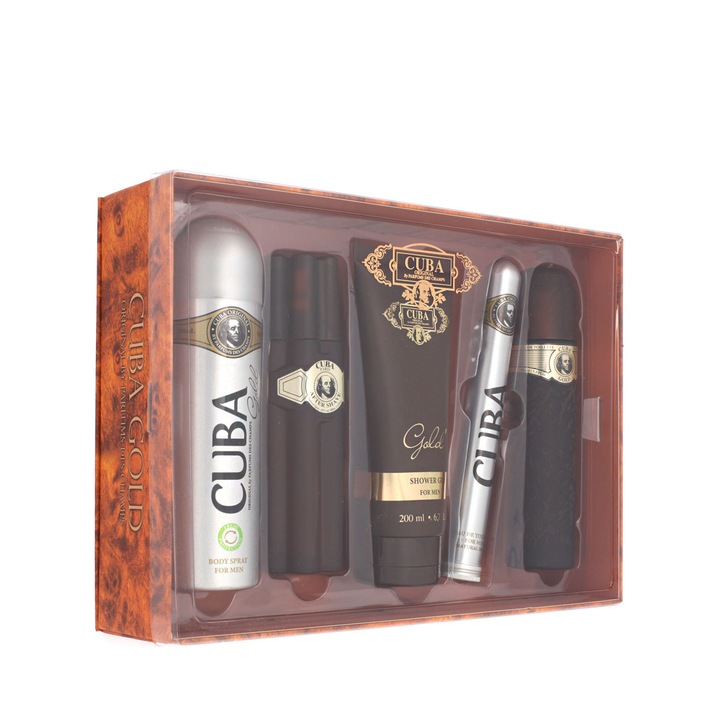 Cuba Gold EDT 100 ml + EDT 35 ml + AS 100 ml + testspray 200 ml + tusfürdő 200 ml szett, férfi, jellegzetes illat
