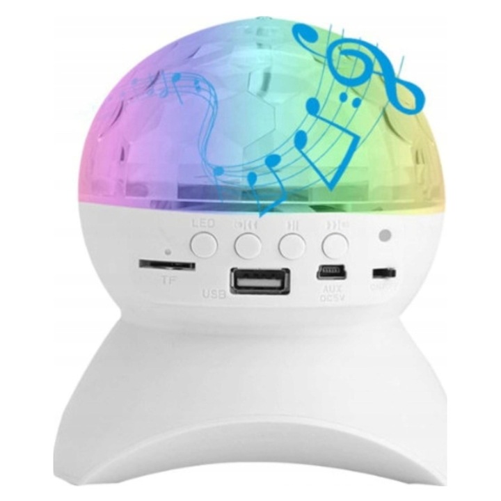 RGB LED diszkó projektor, 10W, fehér, USB kábellel