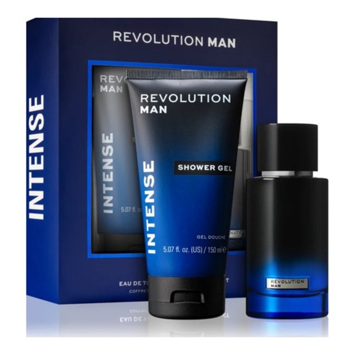 Revolution Man Intense parfüm szett 100 ml EDT + 150 ml tusfürdő gél, aromás-fás, férfiaknak