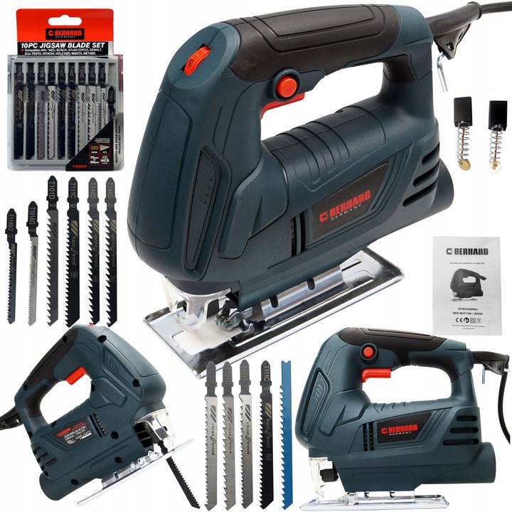 Fierastrau electric Berhard WDT1100/JS5502, 1100W, 11 piese, taiere 0-45 grade, sistem de aspirare a prafului