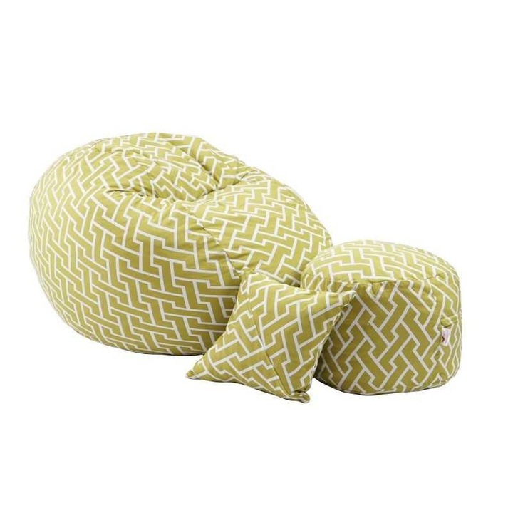Matusalem fotel szett ottománnal (lábtartó) és Pufrelax párnával, textil anyag - Zippity Green