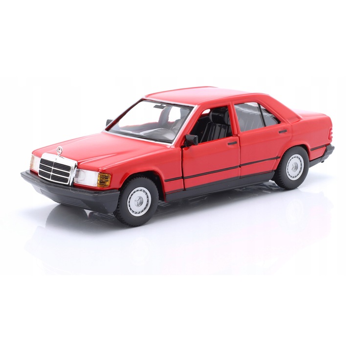 Fém modell Mercedes-Benz 190E, BBurago, 2.6 W201, piros, 1:24