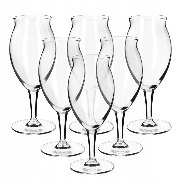6 darab serleg alakú söröspohár készlet, átlátszó üveg, 410 ml, karcálló, Lengyelországban gyártva