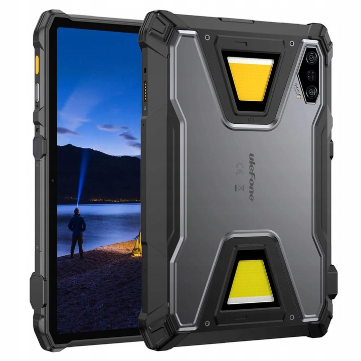 Ulefone Armor Pad 5 Pro 5G tablet 12GB RAM 512GB, 11", 24200mAh, IP68, Fekete, tartóval és USB LED lámpával