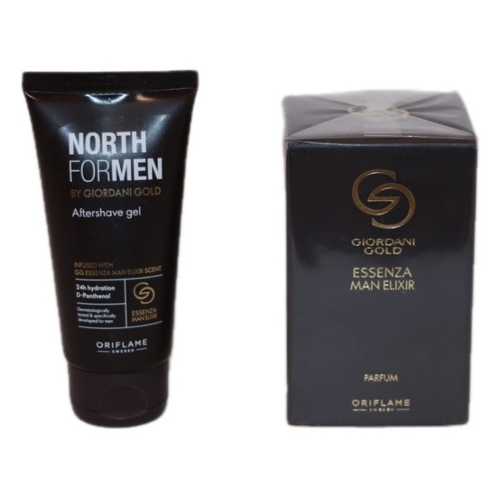 Giordani Gold Essenza Man Elixir szett, parfüm 50 ml, North For Men by Giordani Gold borotválkozás utáni gél 50 ml