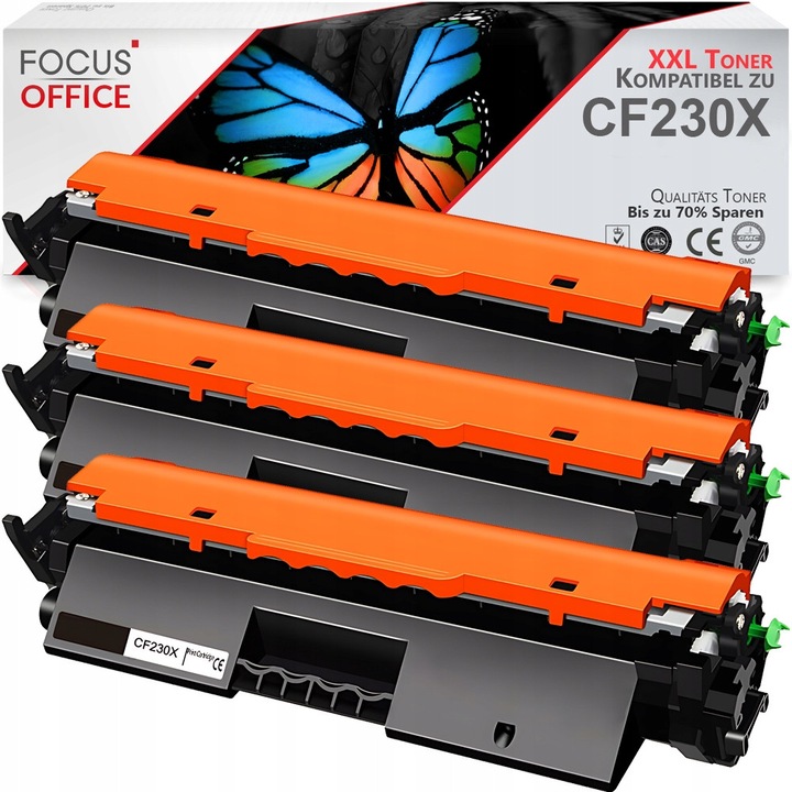 Set 3 Tonere Premium XL CF230X, Focus Office, Negru, pentru imprimante HP, 12000 pagini