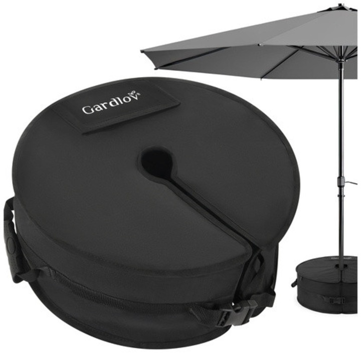 Baza umbrela gradina Gardlov umplere cu nisip 40 kg, stabilitate sporita, rezistenta vant, impermeabila, pliabila cu manere transport 48 x 18.5 cm negru