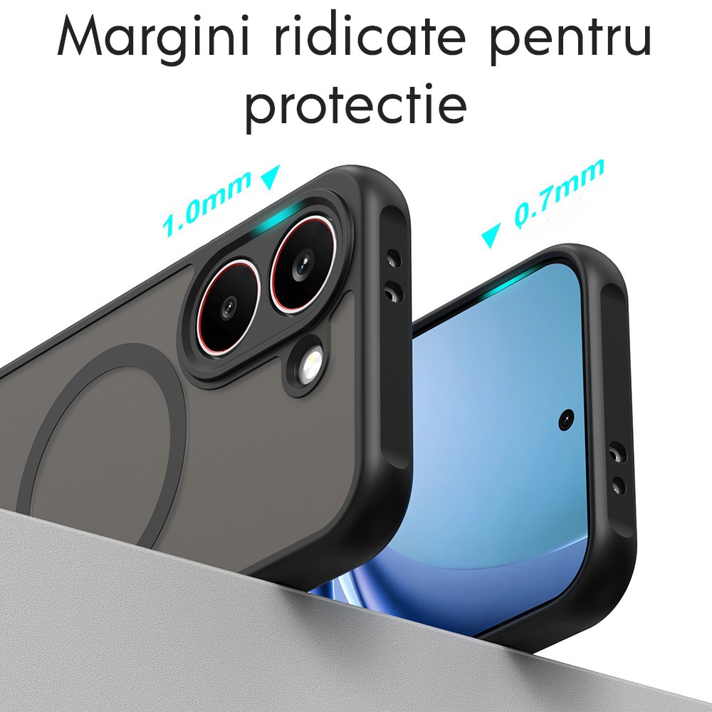 Husa pentru Xiaomi Redmi 15 4G / Redmi 15 5G Daden® HaloFrost II, MagSafe, Antisoc, Incarcare wireless, Calitate Premium, Negru