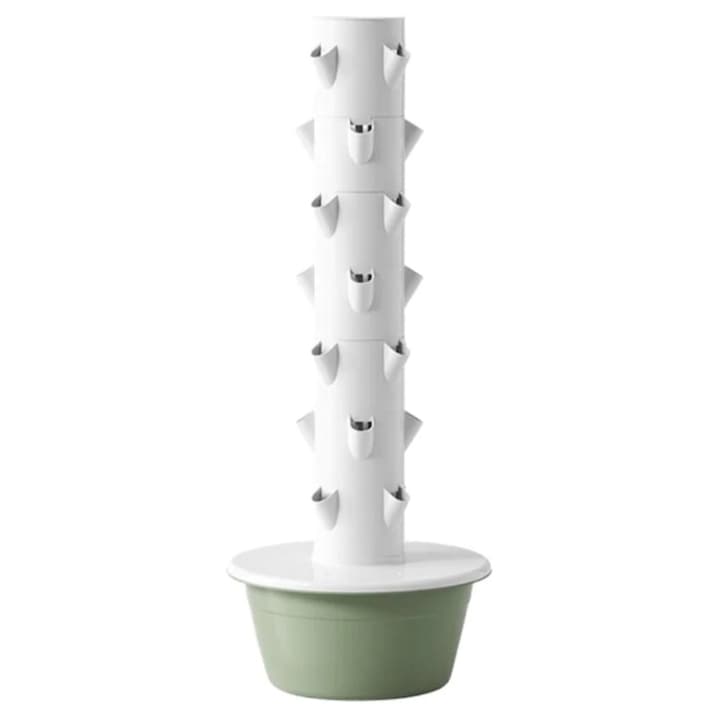 Sistem hidroponic vertical, 10 niveluri, 40 locuri, set complet cu pompa si substrat, 187cm, plastic