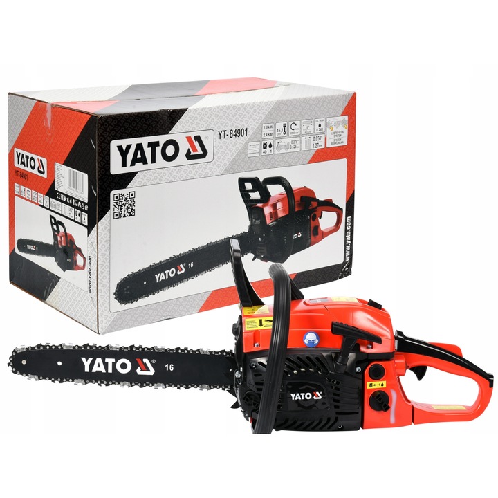 Yato láncfűrész 2,4 LE 16" 45,1 cm3 könnyű indítási rendszerrel, súly 5,6 kg
