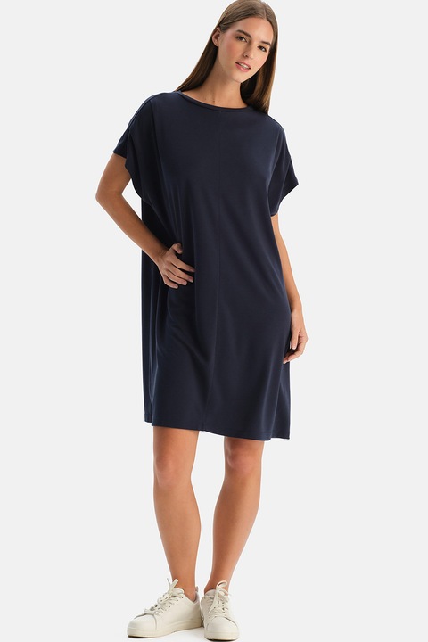 DAGI, Rochie cu croiala dreapta si model uni, Bleumarin