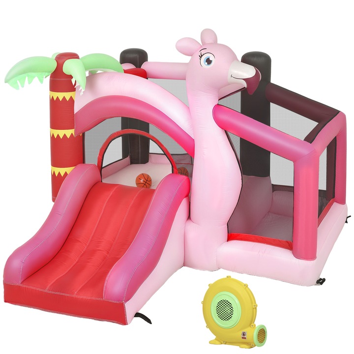 Castel gonflabil, AIYAPLAY, 255x230x196cm, Roz, 420D si 840D, pentru copii 3-8 ani