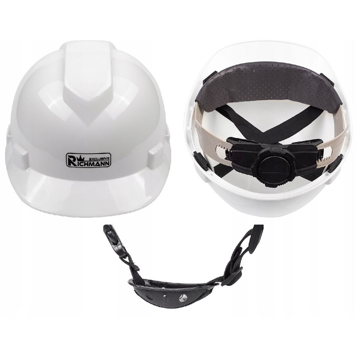 Richmann védősisak, HDPE, fehér, méretek 270x215x160mm, állítható 51-63mm