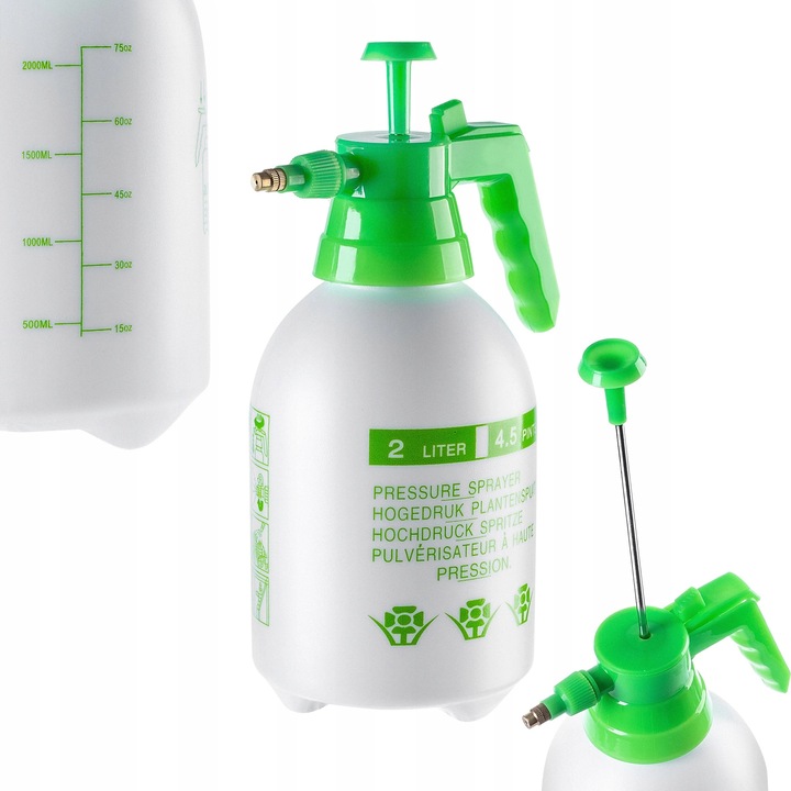 Kézi permetező, 2 l, állítható sárgaréz fúvóka, növényekhez és kertbe