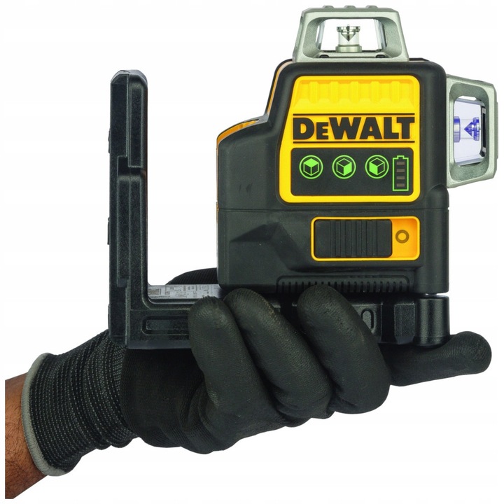 DeWalt DCE089D1G 360 fokos önszintező lézer, 3 sugár, zöld, 10.8V akkumulátor, méretek 450x317x155mm