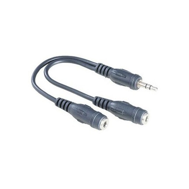 Adaptor Hama Audio 3.5 mm Male Plug Stereo - 2 x 3,5 mm Female Jack Stereo
