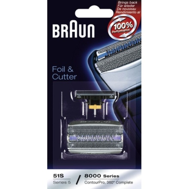 Rezerva sita+bloc taiere Braun, pentru 51S, seria5, Contourpro, Complete, 8000