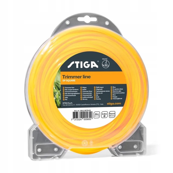 STIGA 4mm, 25m, négyzet alakú damil, fűnyíráshoz