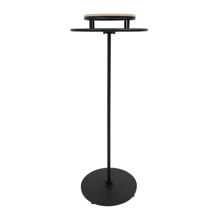 Cuier freestanding, negru, suport rotund din otel cu placa ecologica, dimensiuni 60x140cm
