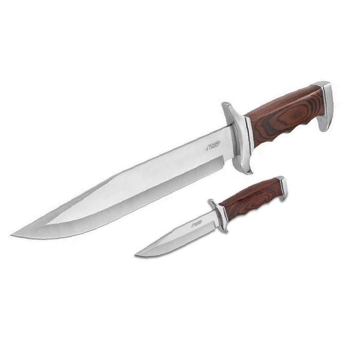 United Cutlery Timber Wolf Trekker két vadászkés szett, különböző méretű, fekete tok két zsebbel