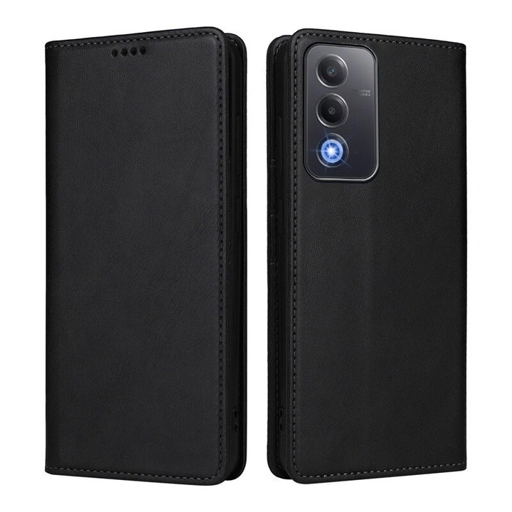 Husa pentru Oppo A5 Daden® Flip Leather Deluxe, Antisoc, Inchidere magnetica, Buzunar card, Calitate Premium, Negru