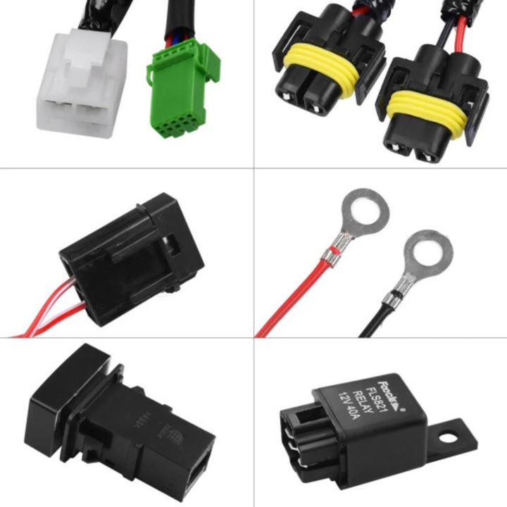 Кабелен сноп за фарове H11, черен, 12V, 40A