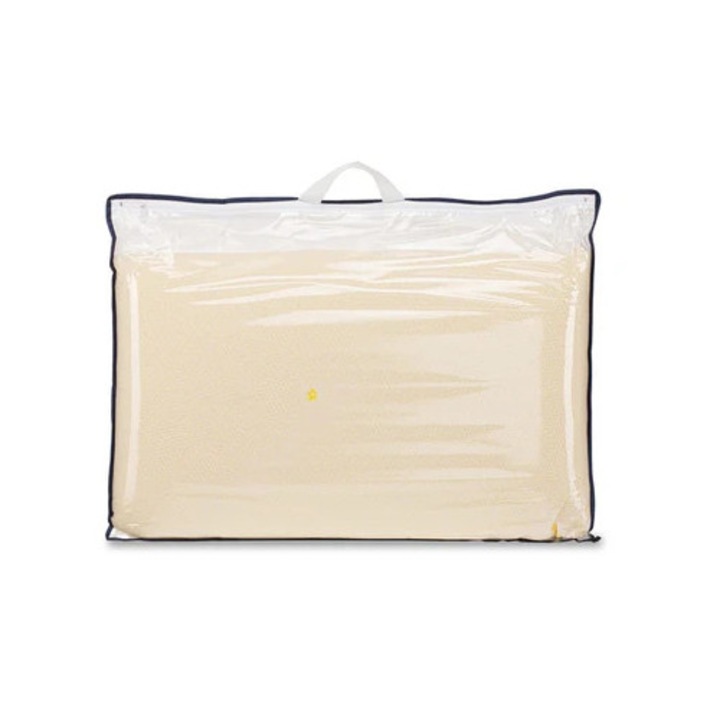 Perna memory tricot MHR, 40x70cm, alb/galben, fermitate medie