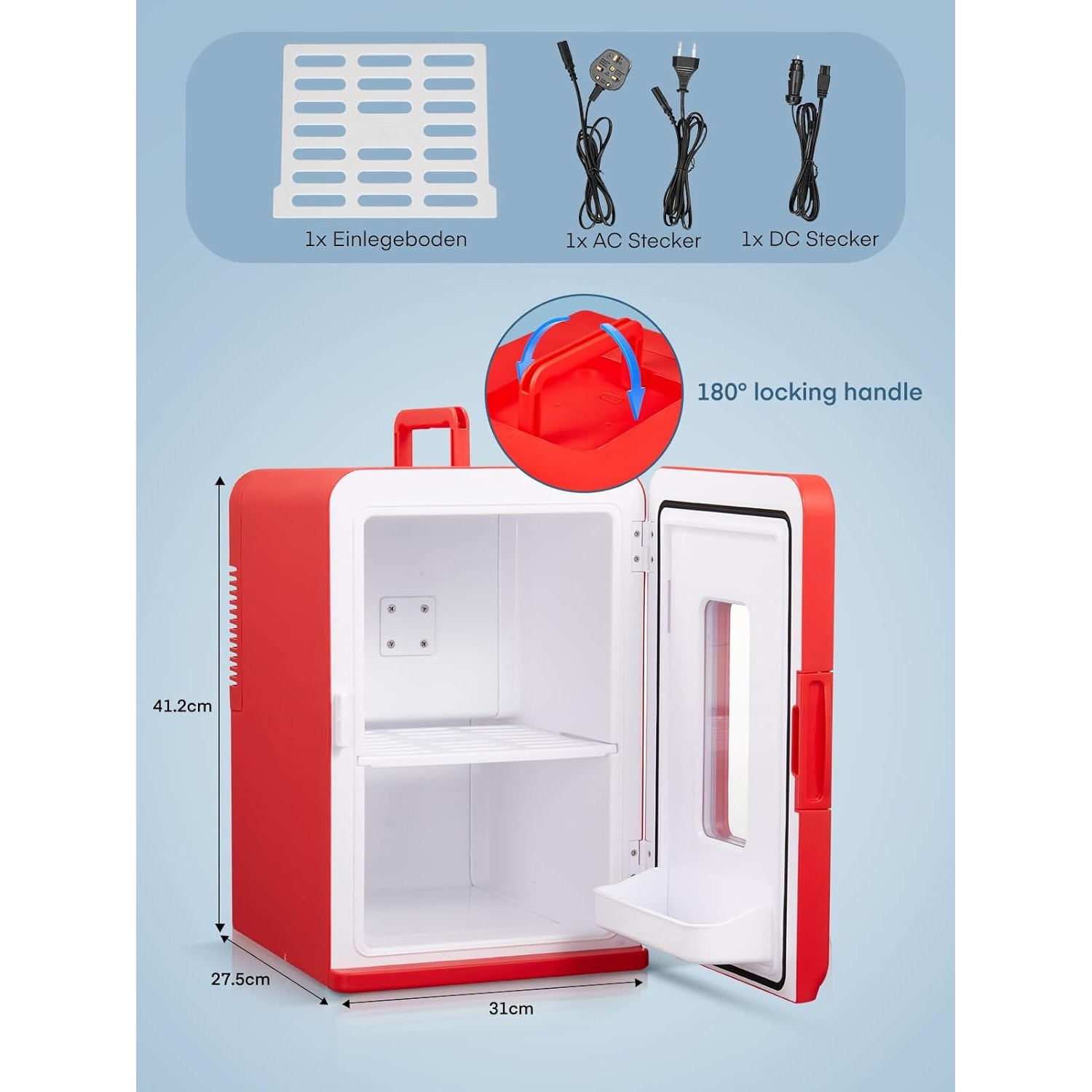 Mini frigider Fohere 15L 2-in-1 Racire & Incalzire, Rosu, portabil, 12V/220V