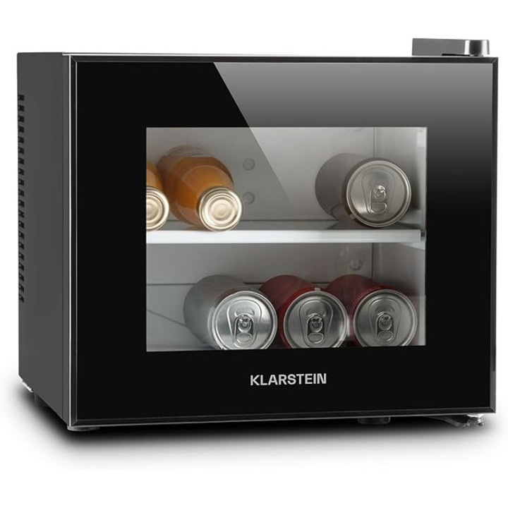 Mini frigider Klarstein Frosty 10L, design sticla neagra, functionare silentioasa, 12-18C