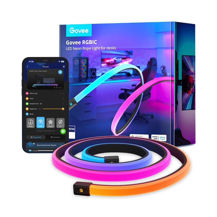 Govee H61C3 RGBIC LED Neon szalag, Zene szinkronizálás, 3m, Wi-Fi+Bluetooth, Beltéri