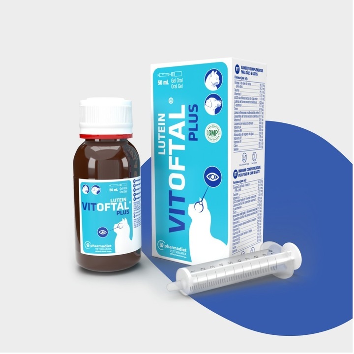 Supliment nutritiv pentru sanatatea oculara la caini si pisici VITOFTAL LUTEIN GEL PLUS, 50 ml
