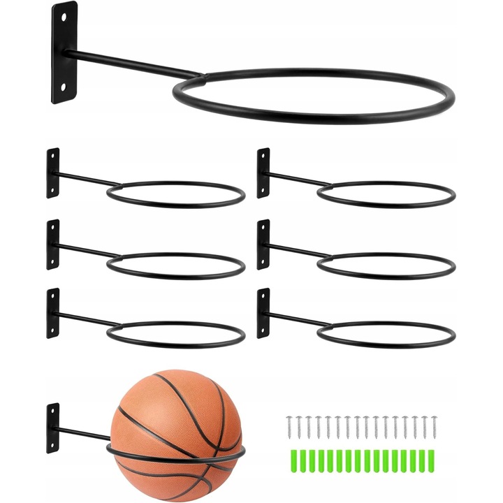 Set 8 UCHWYTE NA PILKI, suporturi pentru organizare, negru, 23,5x12,8cm