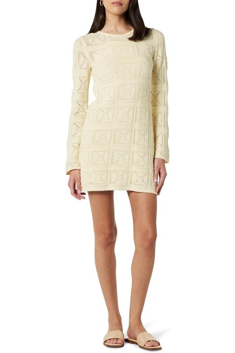 Rochie scurta crosetata The Drop pentru femei, Laney, crem, marime 2XL