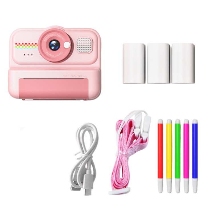 Aparat foto instant ORBER, 64GB, 1200 megapixeli, roz, 8x9x4cm