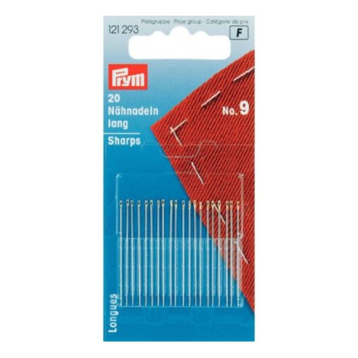 Ace de cusut manuale, Nr. 9, dimensiuni 0.60 x 34 mm, Prym 20 ace