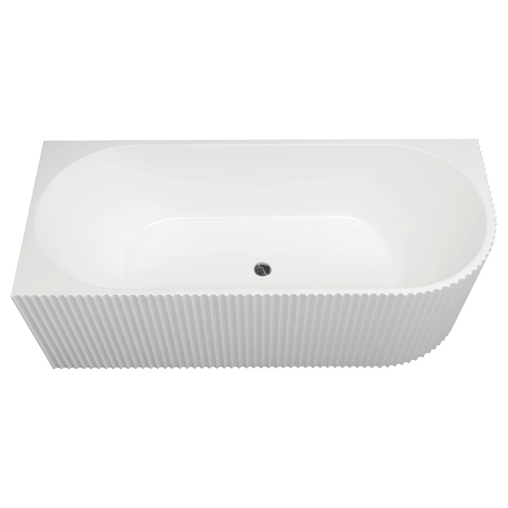 Cada freestanding BALI, stanga, riflaj, alb, 170x80x56 cm