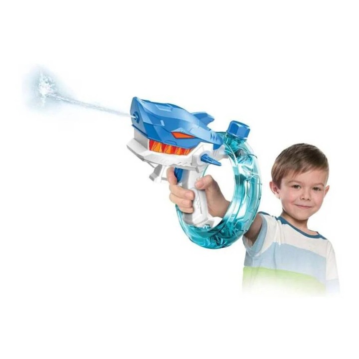 Pistol cu apă electric, design rechin, încărcabil, albastru/gri, 19x18cm