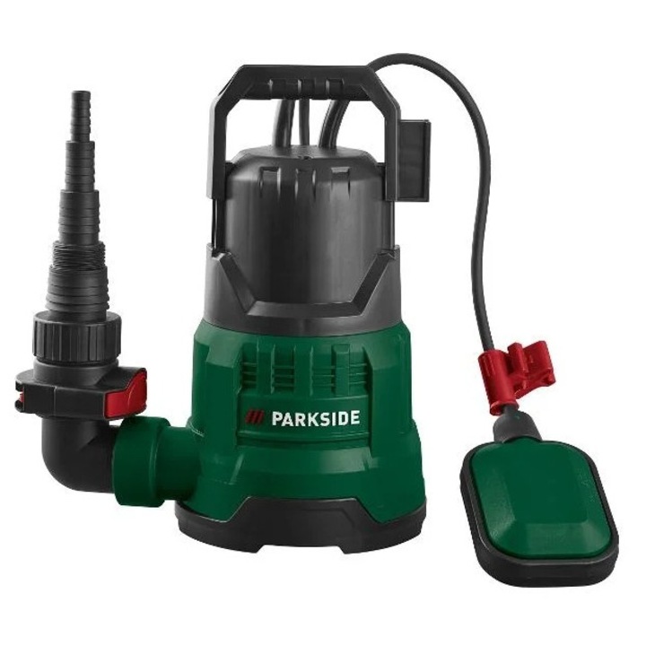 Parkside búvárszivattyú szennyezett vízhez, 400 W, 9.000 l/h, Emelési magasság: max. 6 méter, Merülési mélység: max. 7 méter, 10 M csatlakozókábel