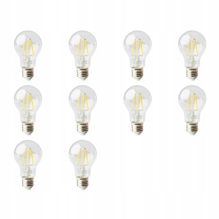 Bec LED Filament Classic E27 6W 2700K 720lm, 10 darabos szett, átlátszó, 106x60x106mm