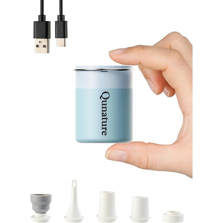 Mini hordozható elektromos pumpa 5 kPa, Qunature, 400L/perc, 1500mAh, LED-del