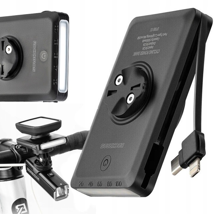 ROCKBROS JP008 kerékpárlámpa, 150LM, 5000mAh powerbank, USB-C, méretek 92x62x26mm, IPX6 vízálló