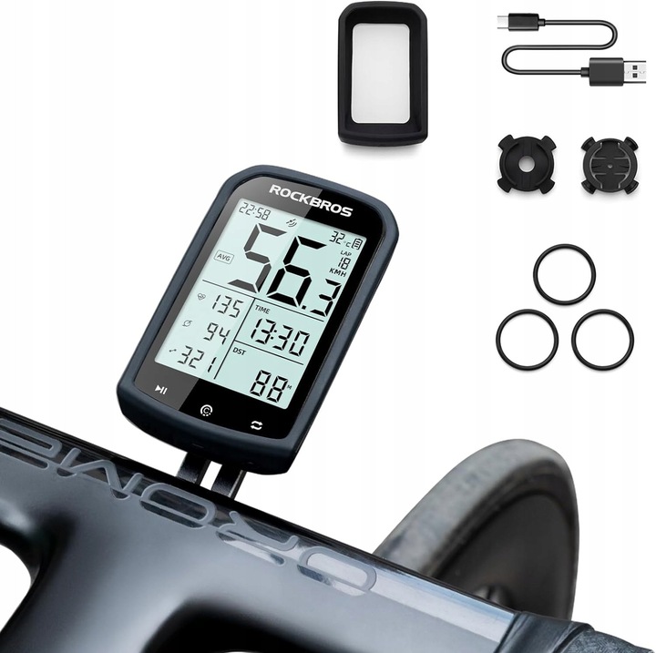 Велокомпютър ROCKBROS GPS безжичен, 2,9 инча, водоустойчив IPX6, батерия 1200 mAh, черен